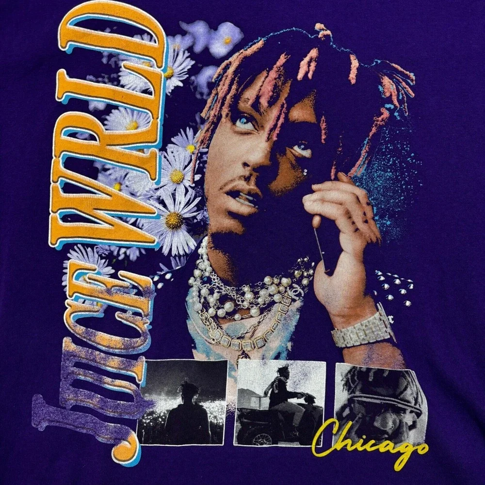 Juice‎ WRLD T-Shirt Purple Daisy Chicago Size L Fits Medium M